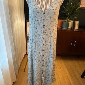 AMERICAN EAGLE Baby Blue Floral Sleeveless Midi Dress